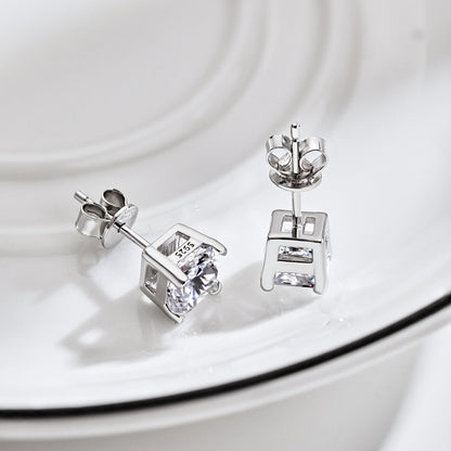 [ECHO ]1.0 Carat Radiant Princess Cut Wedding Earrings