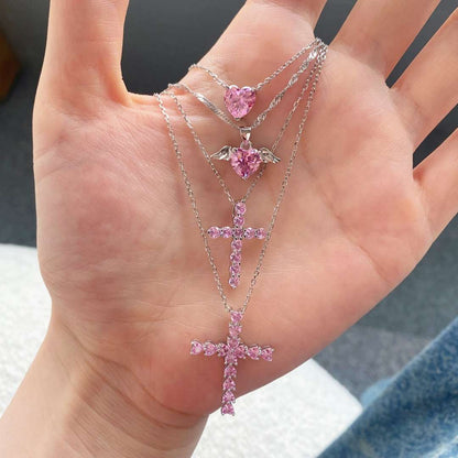 [ECHO ]Heart Shape Main Stone Pendant Collarbone Necklace
