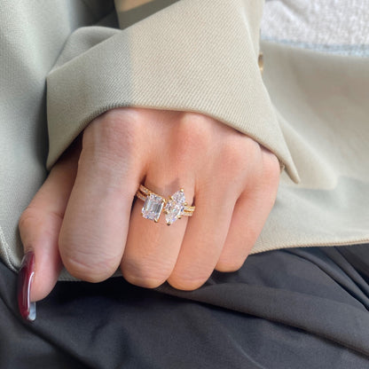 [ECHO ]2.0 Carat Scintillating Ornate Radiant Cut Party Ring