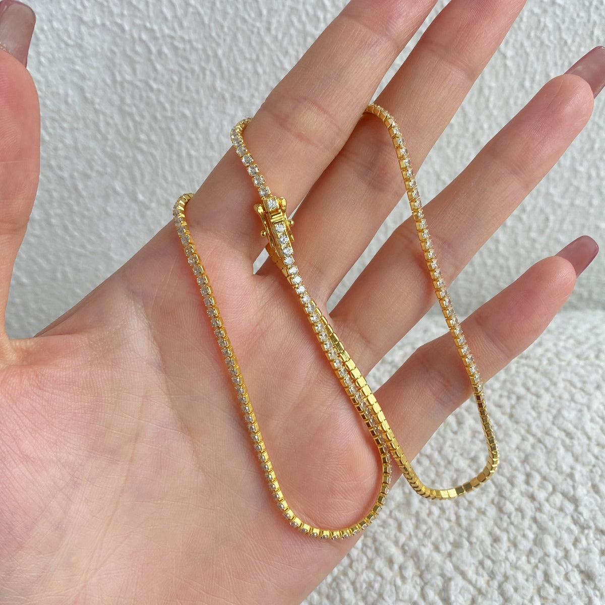 [ECHO ]Delicate Round Shape Tennis Necklace