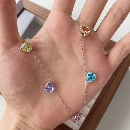 [ECHO ]Sparkling Colorful Heart Cut Necklace