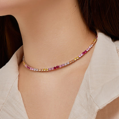 [ECHO ]Delicate Colorful Tennis Necklace