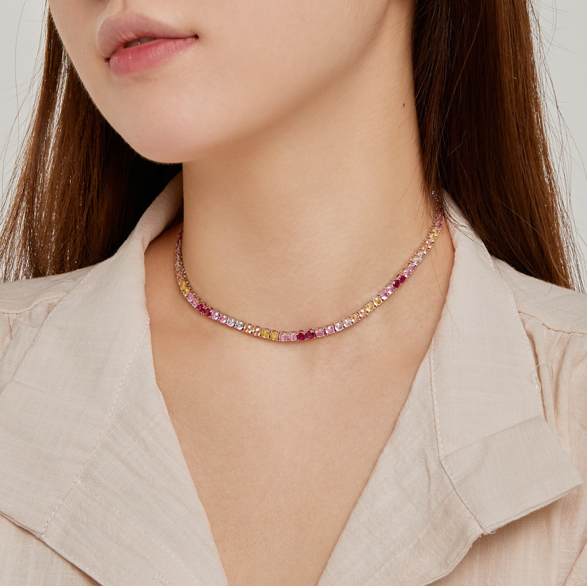 [ECHO ]Delicate Colorful Tennis Necklace