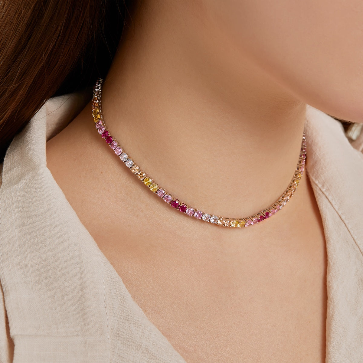 [ECHO ]Delicate Colorful Tennis Necklace