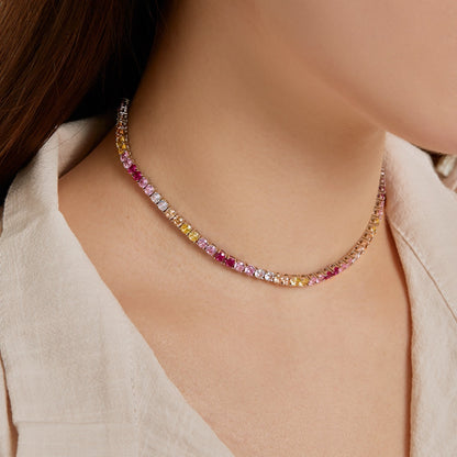 [ECHO ]Delicate Colorful Tennis Necklace