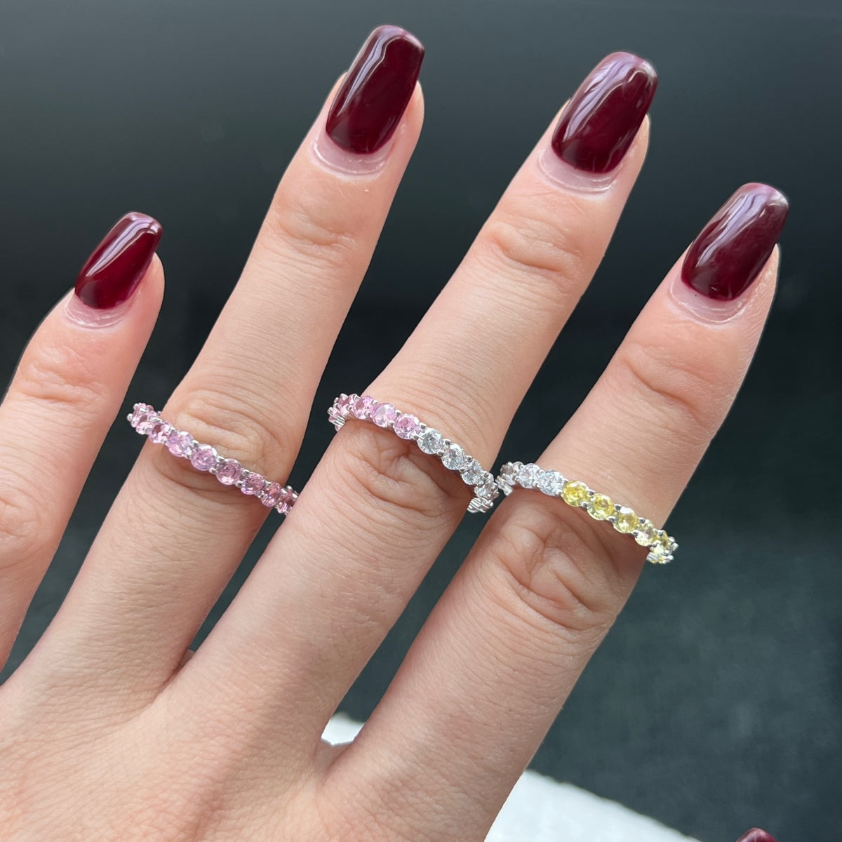 [ECHO ]Sparkling Round Cut Tennis Ring