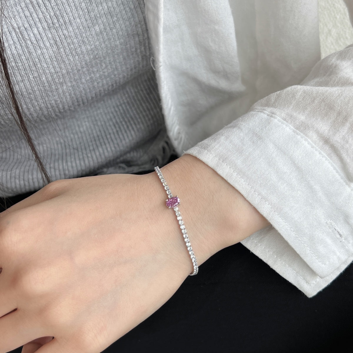 [ECHO ]0.75 Carat Exquisite Oval Cut Daily Bracelet