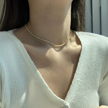 [ECHO ]Delicate Round Shape Tennis Necklace