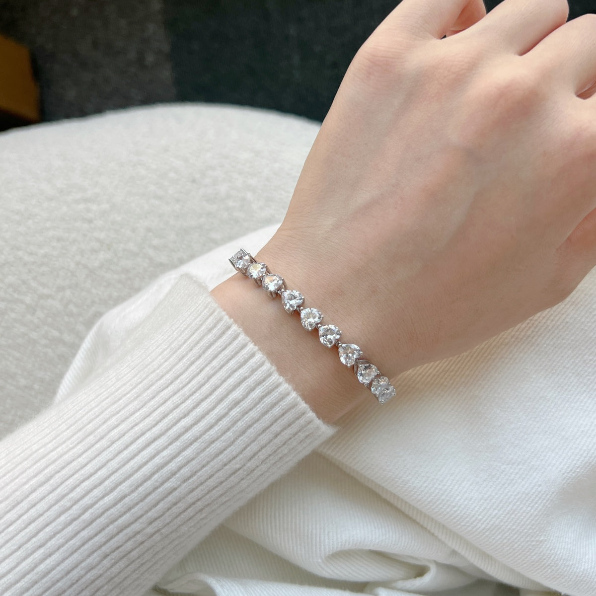 [ECHO ]0.75 Carat Elegant Romantic Heart Shape Lover Bracelet