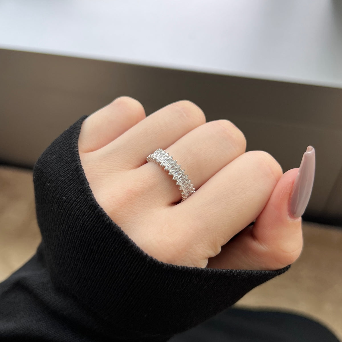 [ECHO ]Splashy Ornate Emerald Cut Cocktail Ring
