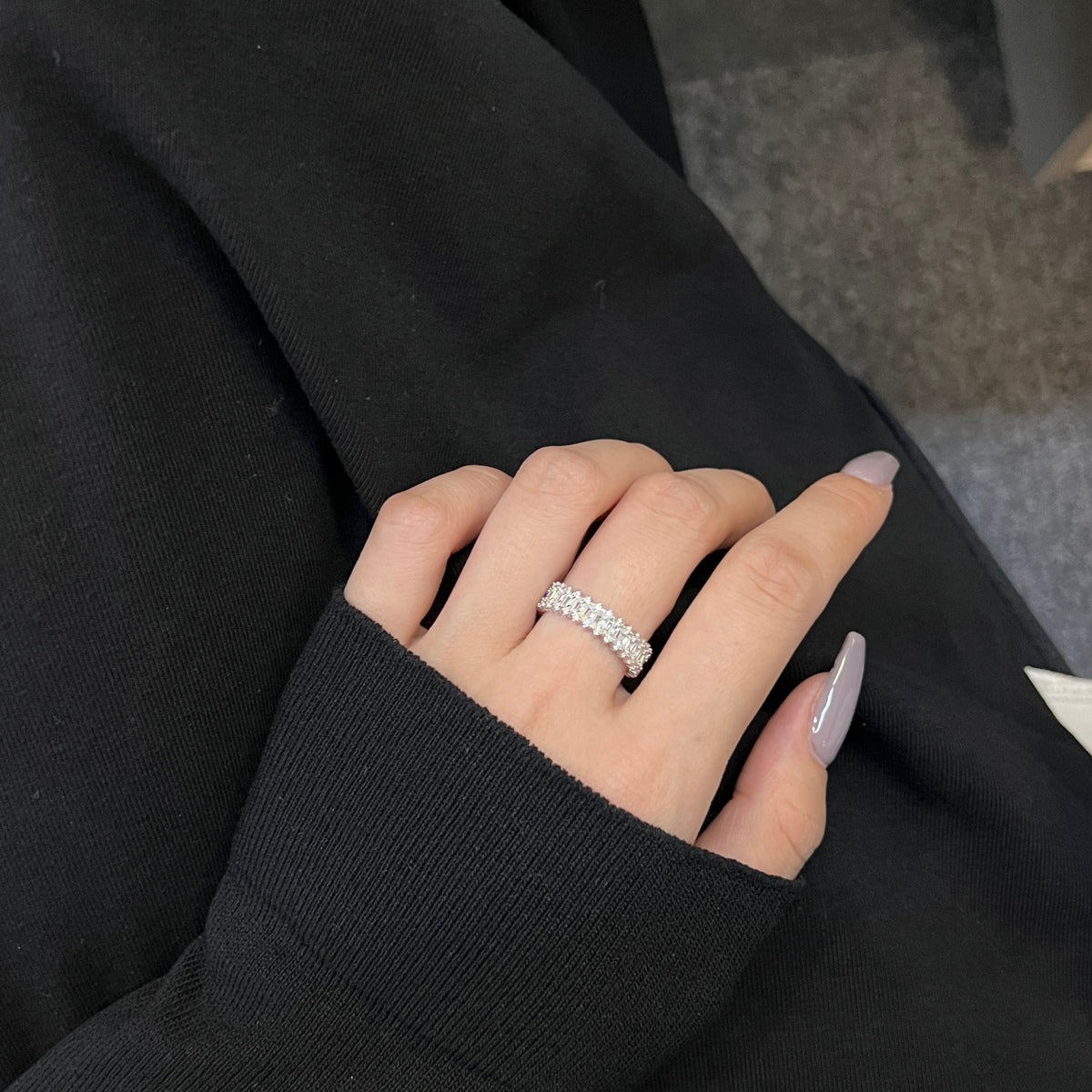 [ECHO ]Splashy Ornate Emerald Cut Cocktail Ring