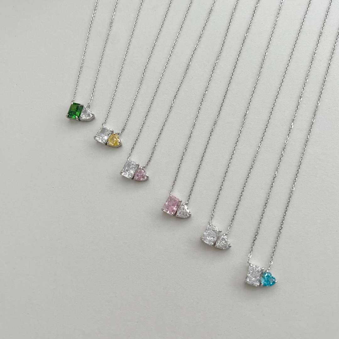 [ECHO ]Dazzling Square & Heart Shape Necklace
