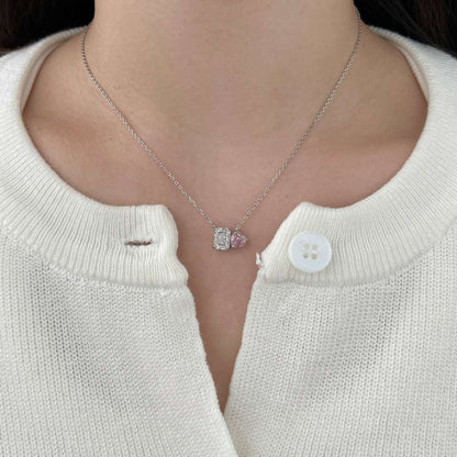 [ECHO ]Dazzling Square & Heart Shape Necklace