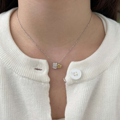 [ECHO ]Dazzling Square & Heart Shape Necklace