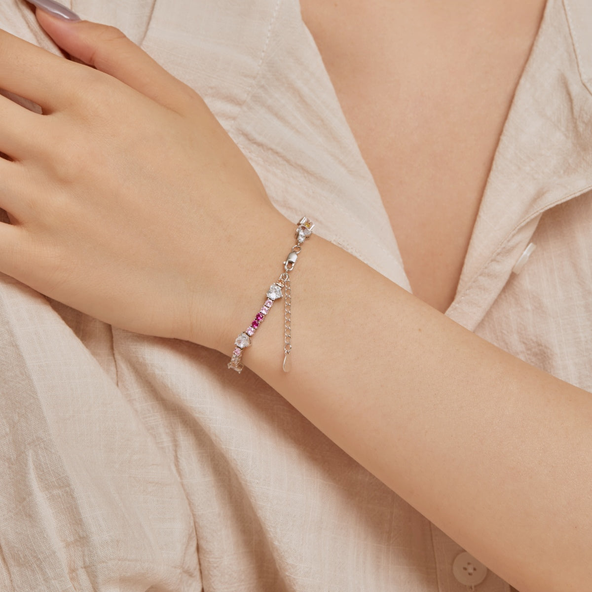 [ECHO ]Romantic Heart Shape Round Cut Lover Bracelet