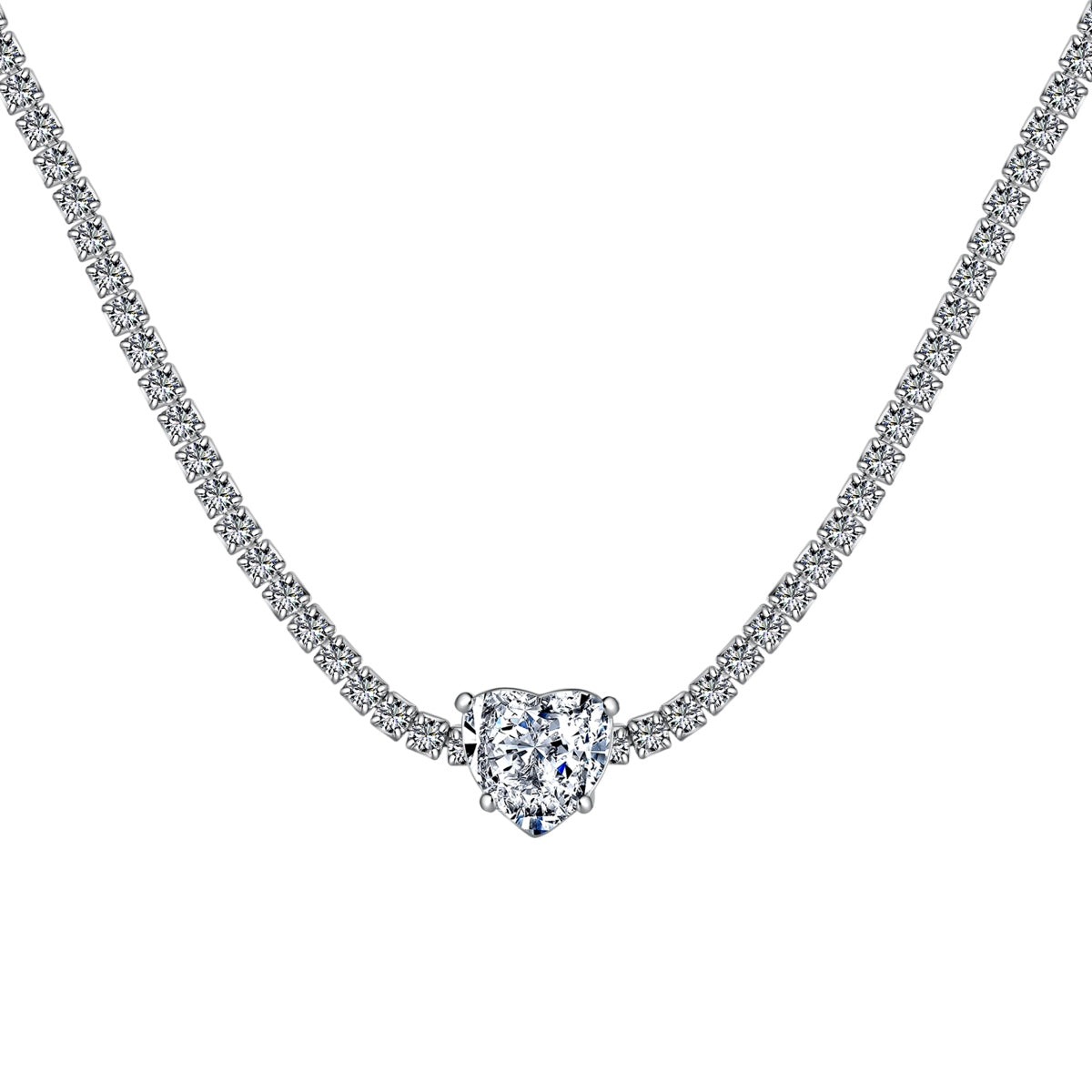 [ECHO ]2.0 Carat Sparkling Tennis Heart Cut Necklace