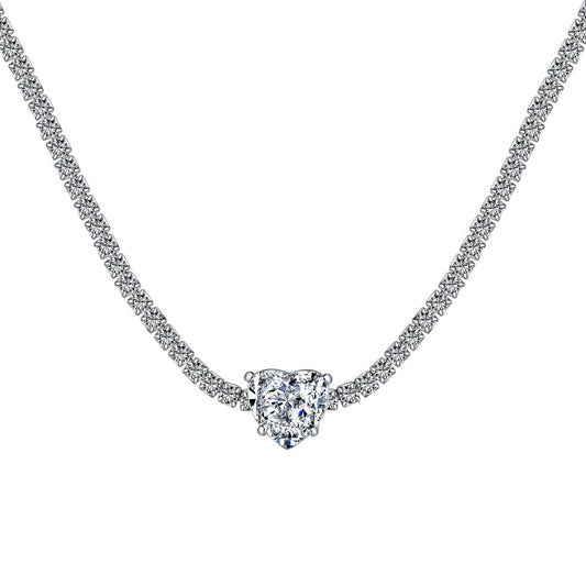 [ECHO ]2.0 Carat Sparkling Tennis Heart Cut Necklace