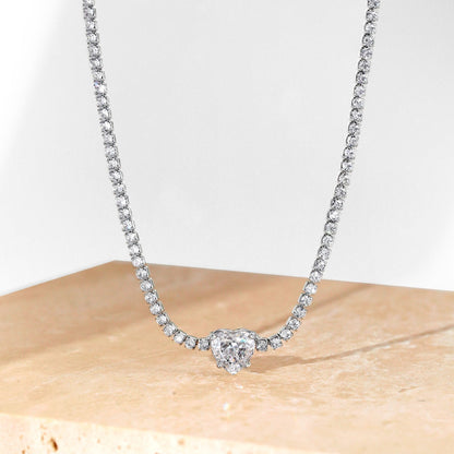 [ECHO ]2.0 Carat Sparkling Tennis Heart Cut Necklace