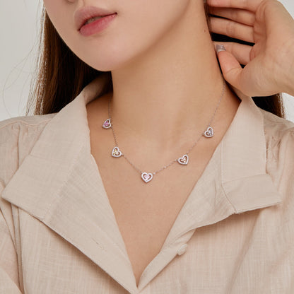 [ECHO ]Sparkling Five Heart Necklace