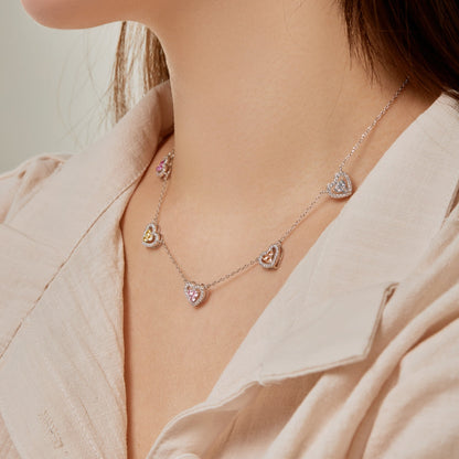 [ECHO ]Sparkling Five Heart Necklace