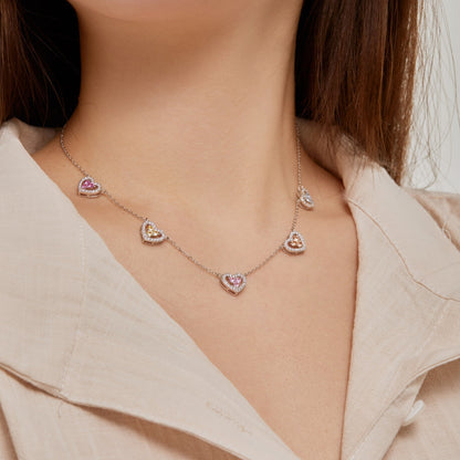 [ECHO ]Sparkling Five Heart Necklace