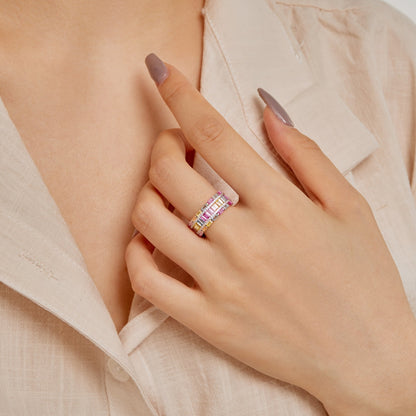 [ECHO ]Dazzling Colorful Radiant Cut Party Ring