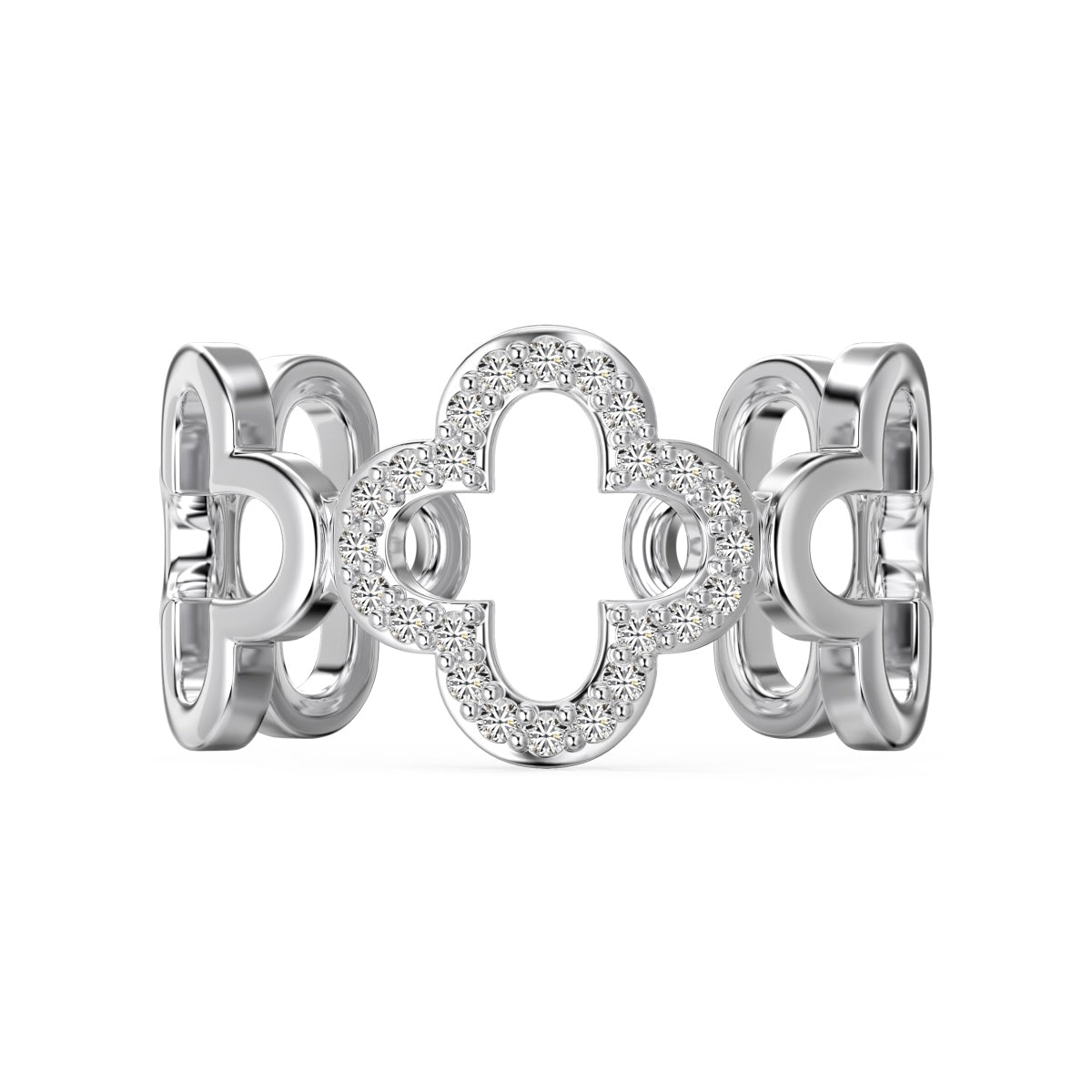 [ECHO ]Hollow Design Four-Leaf Clover Flower Shape Ring