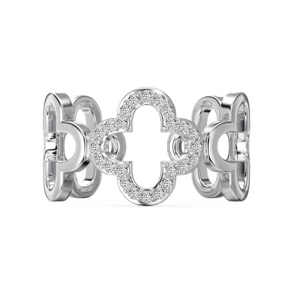 [ECHO ]Hollow Design Four-Leaf Clover Flower Shape Ring