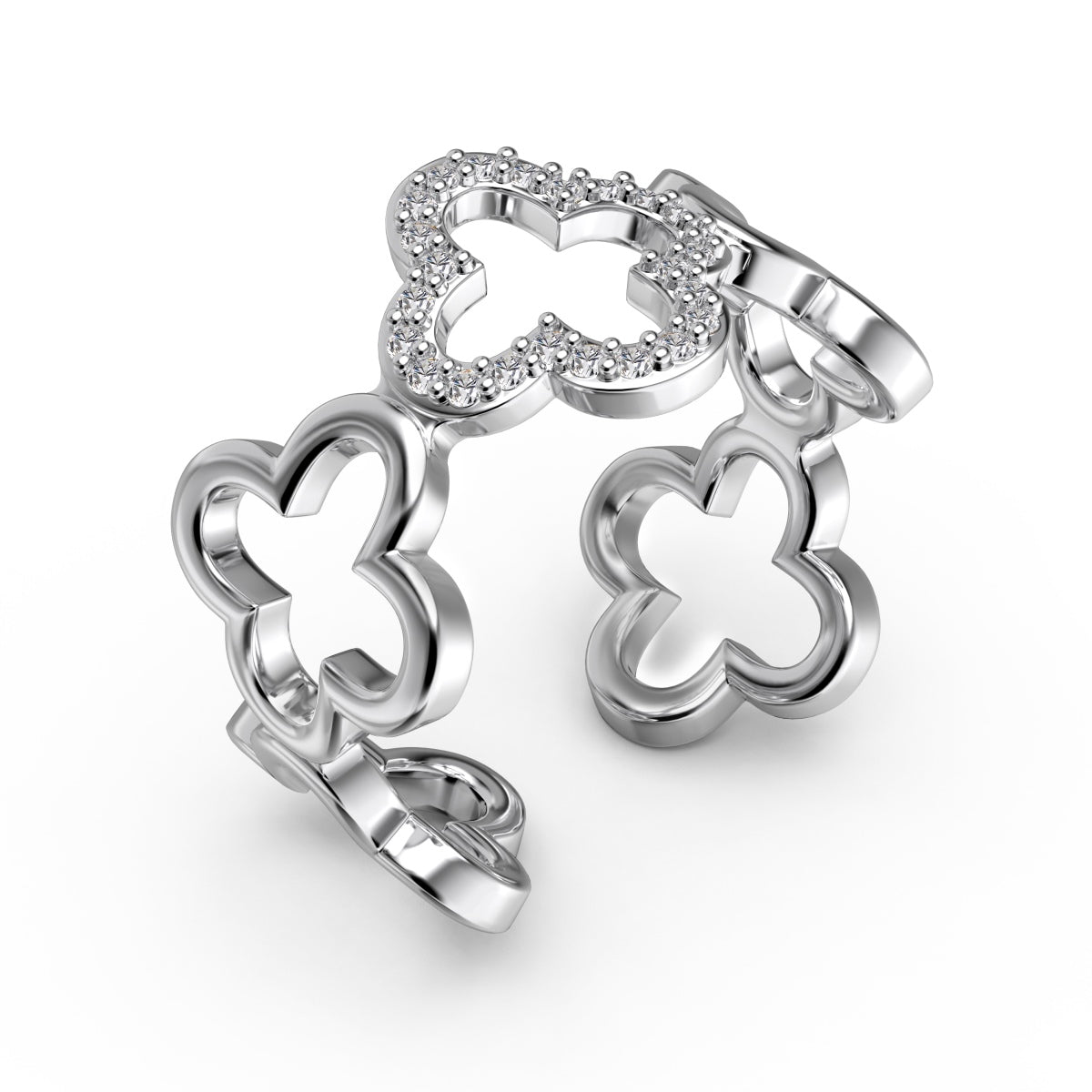 [ECHO ]Hollow Design Four-Leaf Clover Flower Shape Ring