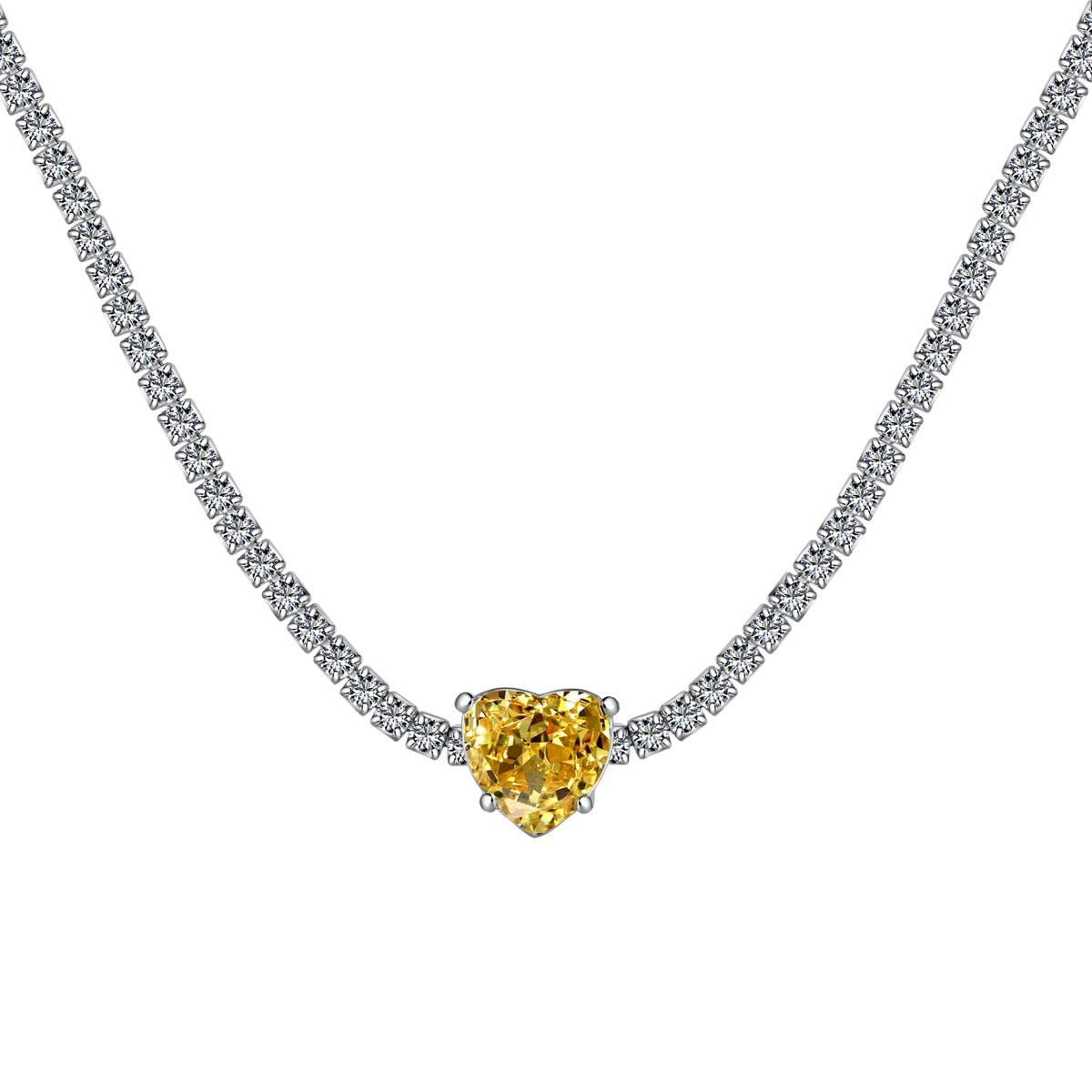 [ECHO ]2.0 Carat Sparkling Tennis Heart Cut Necklace