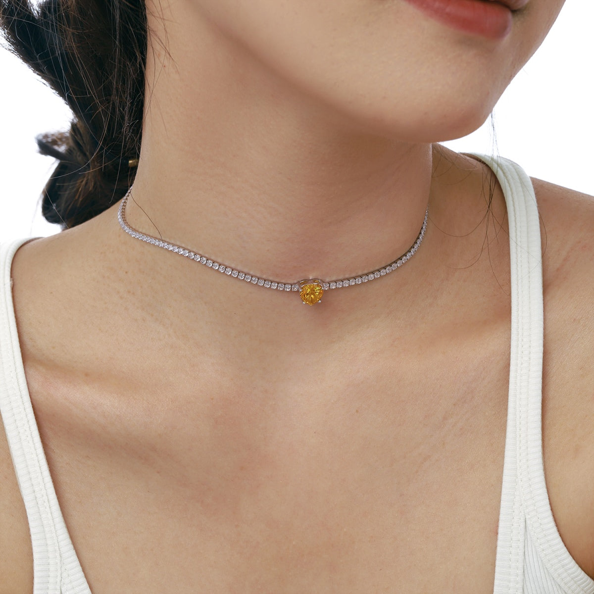 [ECHO ]2.0 Carat Sparkling Tennis Heart Cut Necklace
