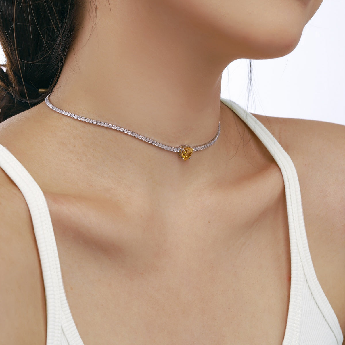 [ECHO ]2.0 Carat Sparkling Tennis Heart Cut Necklace