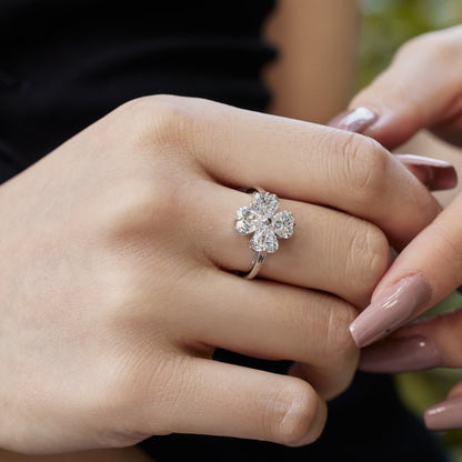 [ECHO ]Heart-shaped Four-Leaf Clover Ball Ring