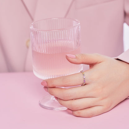 [ECHO ]Sparkling Colorful Round Cut Tennis Ring