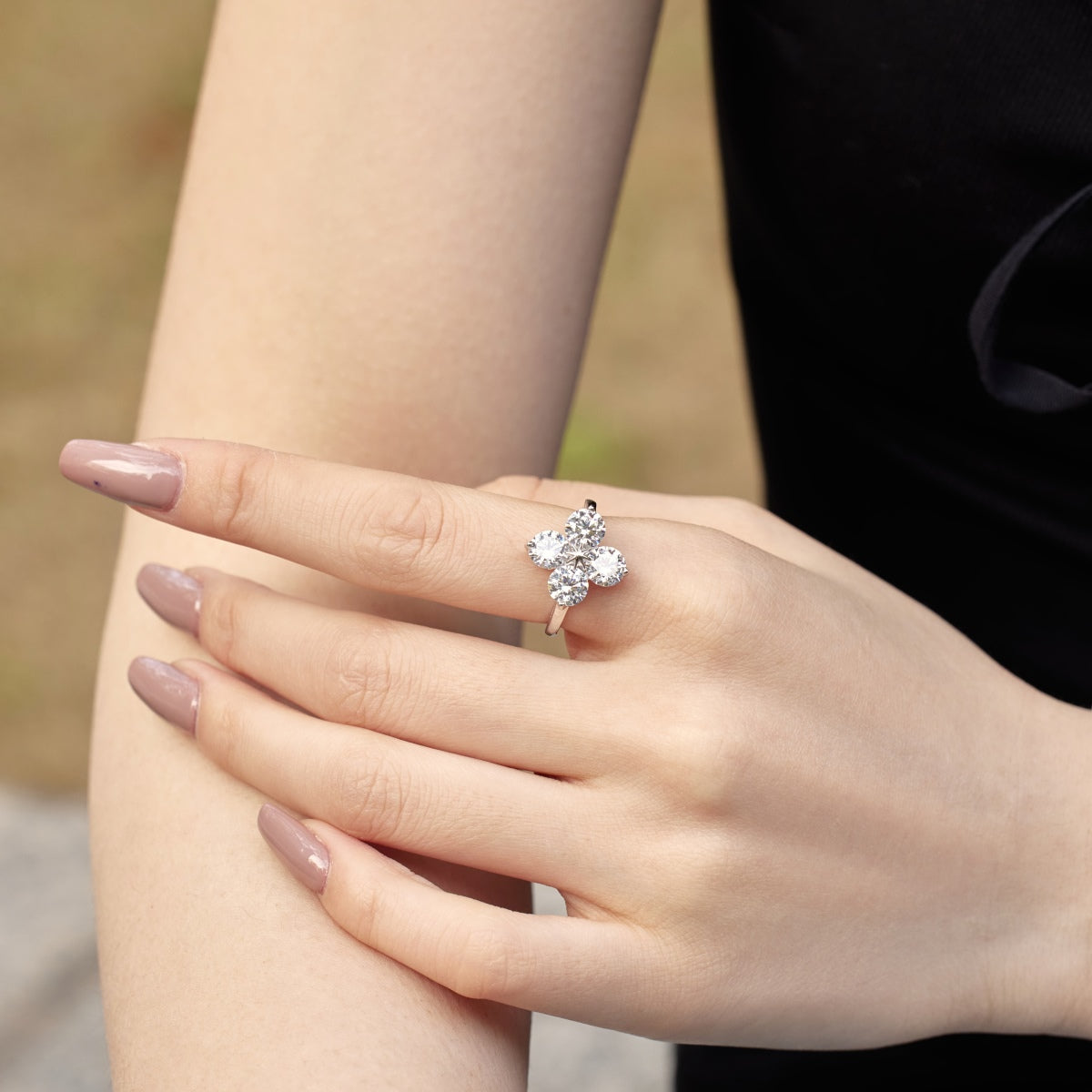 [ECHO ]Four-Leaf Clover Eight-Pointed Star Ring