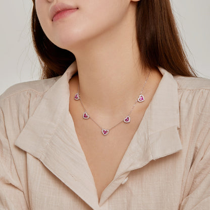[ECHO ]Sparkling Five Heart Necklace