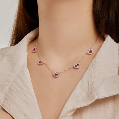[ECHO ]Sparkling Five Heart Necklace