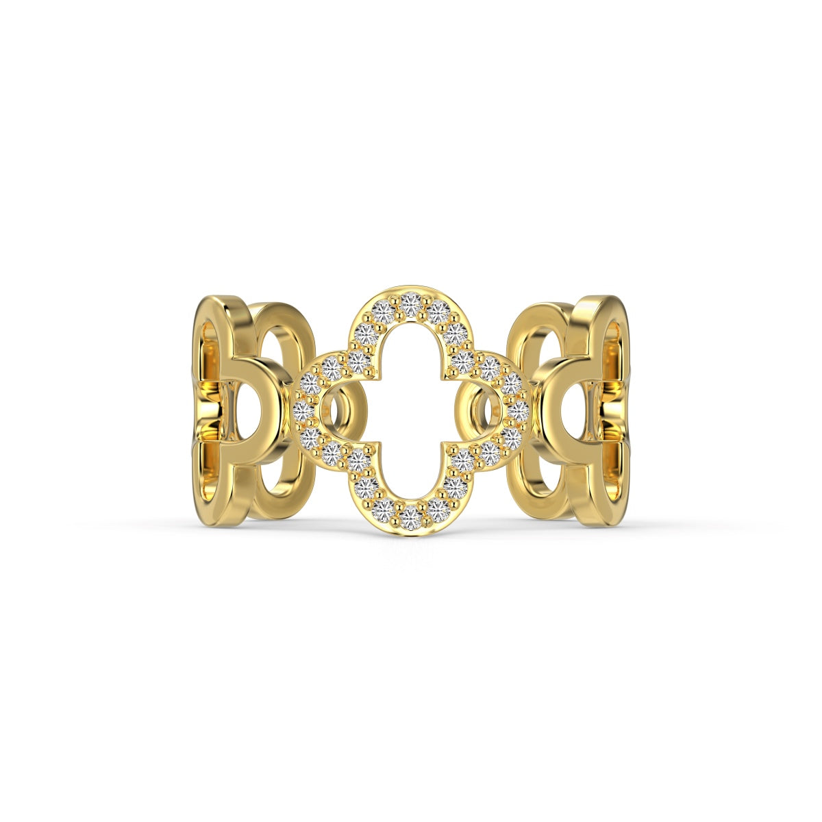 [ECHO ]Hollow Design Four-Leaf Clover Flower Shape Ring