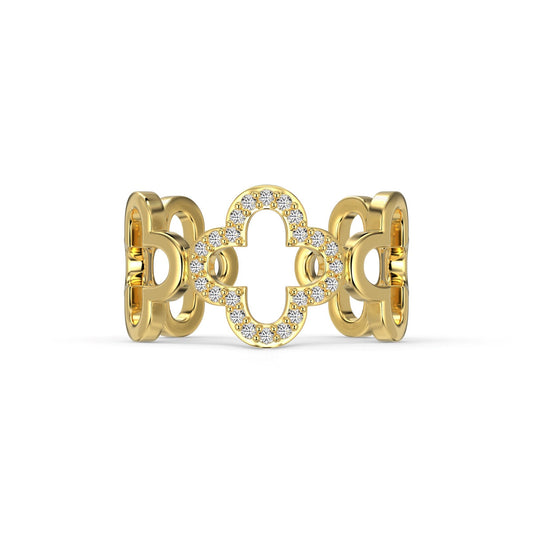 [ECHO ]Hollow Design Four-Leaf Clover Flower Shape Ring