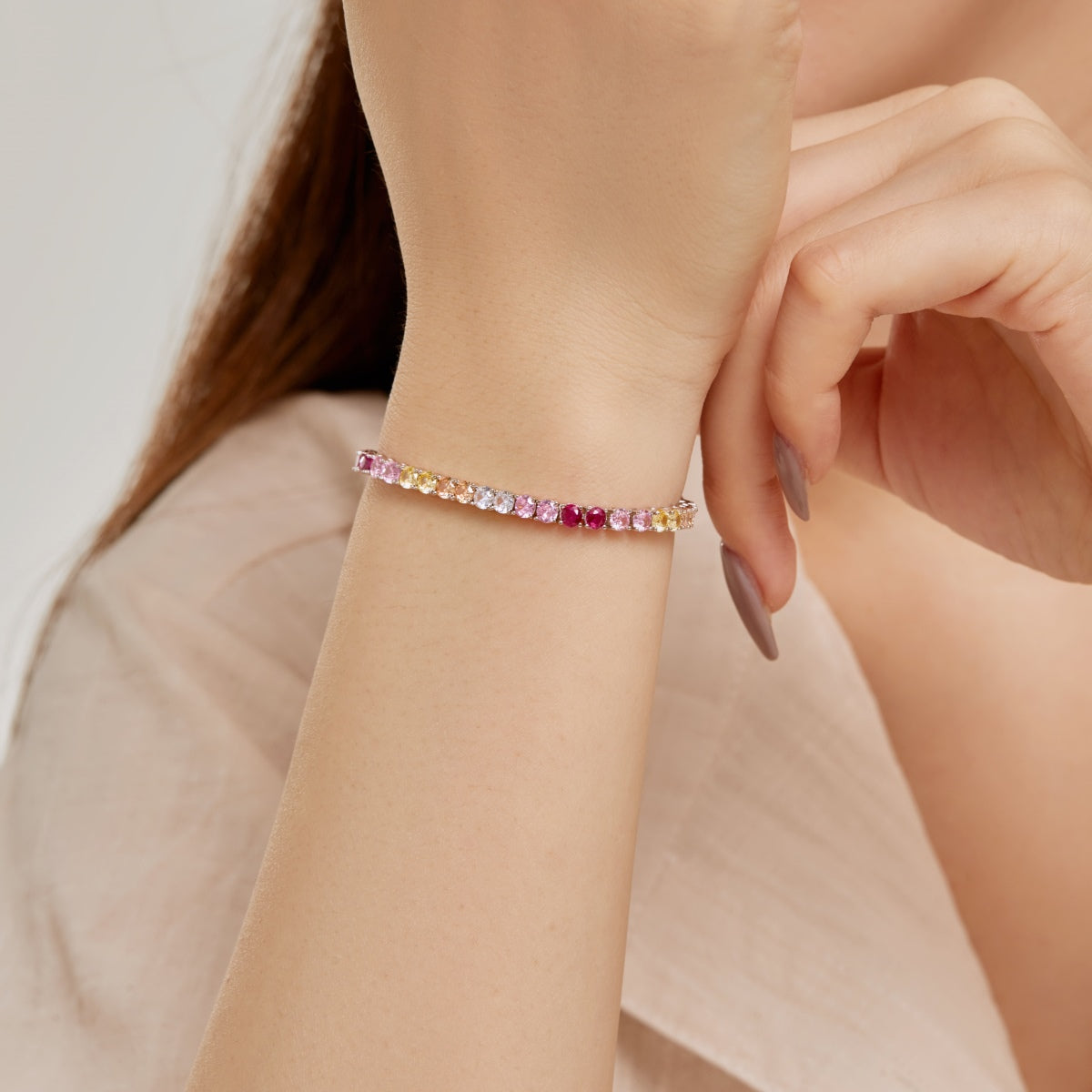 [ECHO ]Radiant Colorful Round Cut Tennis Bracelet
