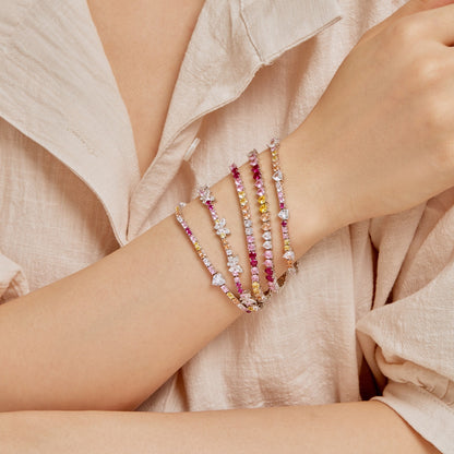 [ECHO ]Radiant Colorful Round Cut Tennis Bracelet