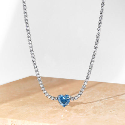 [ECHO ]2.0 Carat Sparkling Tennis Heart Cut Necklace