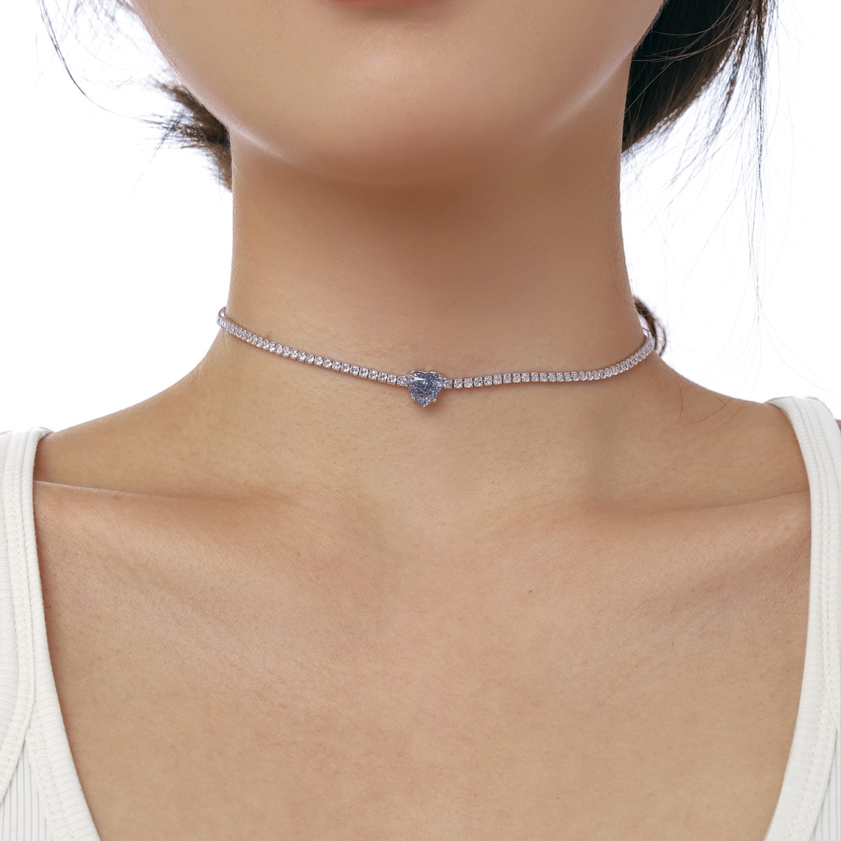 [ECHO ]2.0 Carat Sparkling Tennis Heart Cut Necklace
