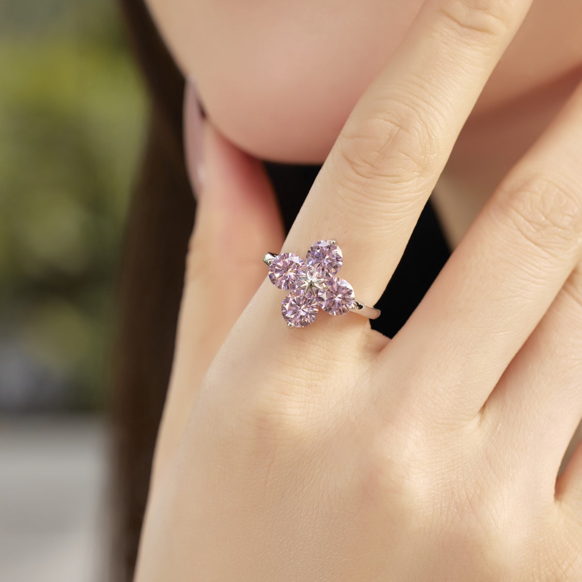 [ECHO ]Four-Leaf Clover Eight-Pointed Star Ring