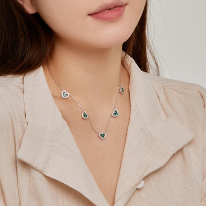 [ECHO ]Sparkling Five Heart Necklace