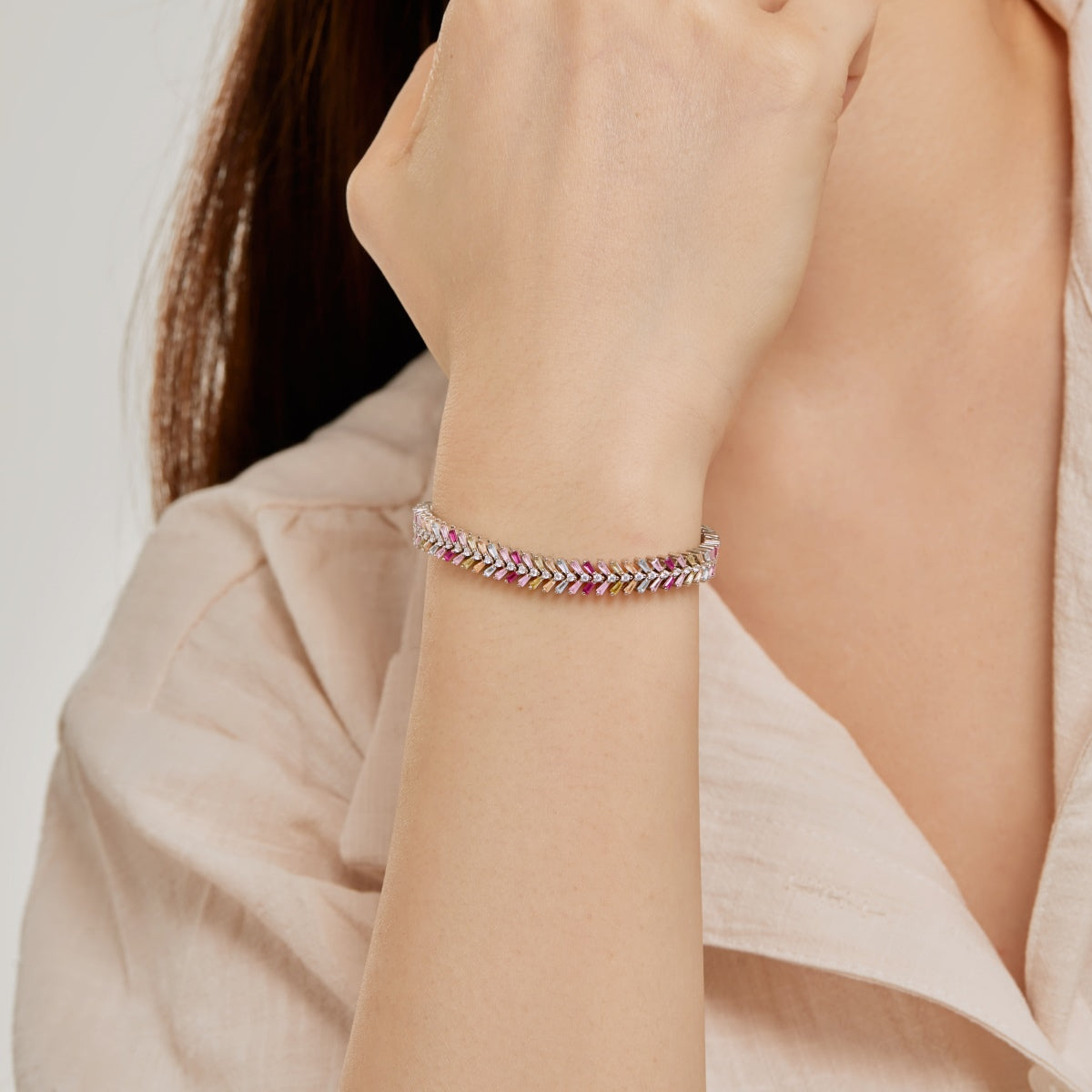 [ECHO ]Dainty Radiant Emerald Cut Daily Bracelet