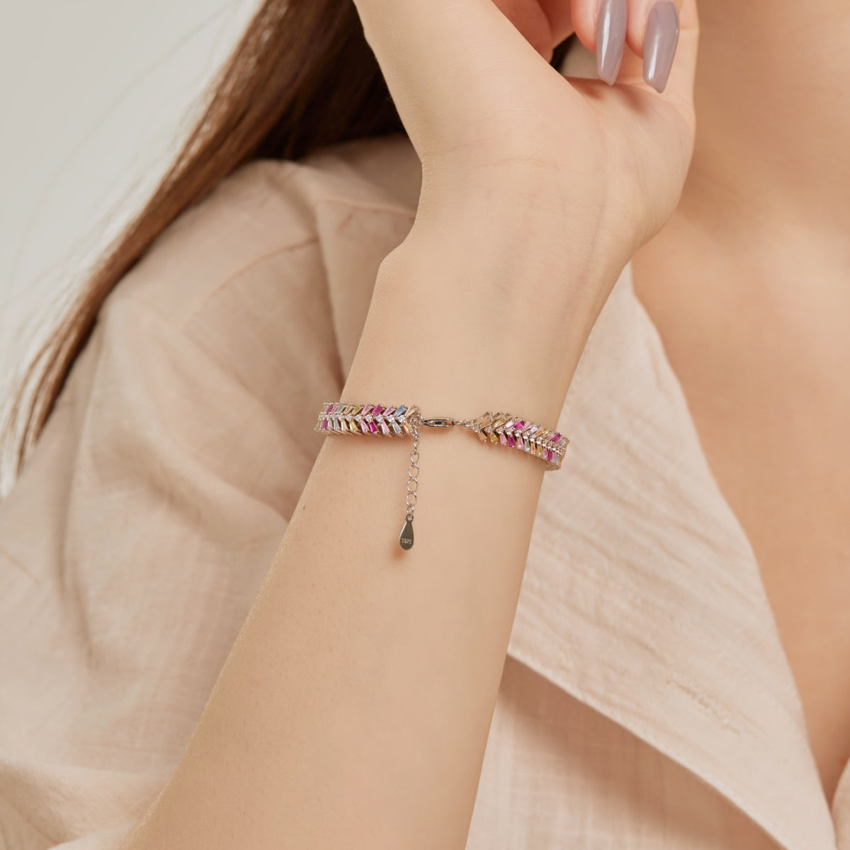 [ECHO ]Dainty Radiant Emerald Cut Daily Bracelet