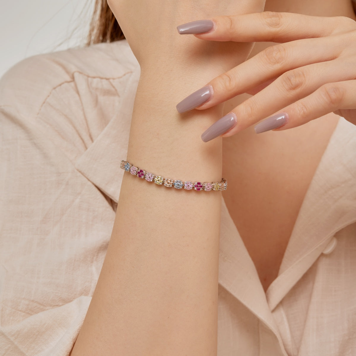 [ECHO ]Delicate Colorful Emerald Cut Daily Bracelet