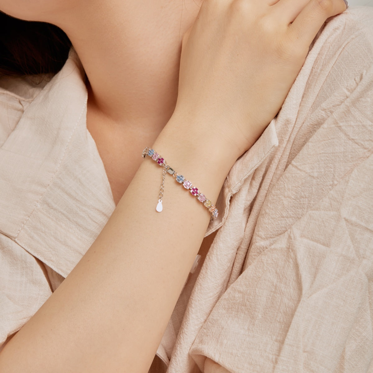 [ECHO ]Delicate Colorful Emerald Cut Daily Bracelet