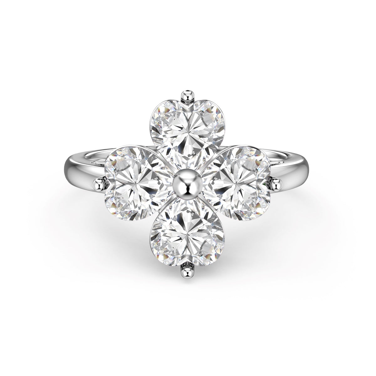 [ECHO ]Heart-shaped Four-Leaf Clover Ball Ring